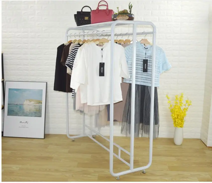 

Clothing store display stand floor-standing double row in the island shelf men and women wear children's clothing hanging clothe