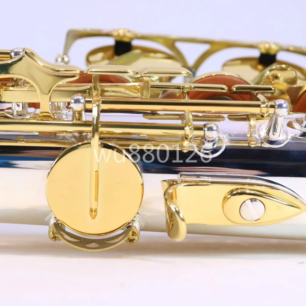 Jupiter JTS-1100SG Saksofon tenorowy Bb Mosiężny posrebrzany korpus Złoty lakier Klucz B Płaski instrument saksofonowy z płóciennym etui