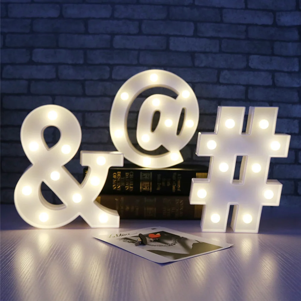 

Creative Sign Night Light Romantic Letter Neon Hanging Night Lights White Plastic Desk Lamp Home Party Holiday Wedding Decor