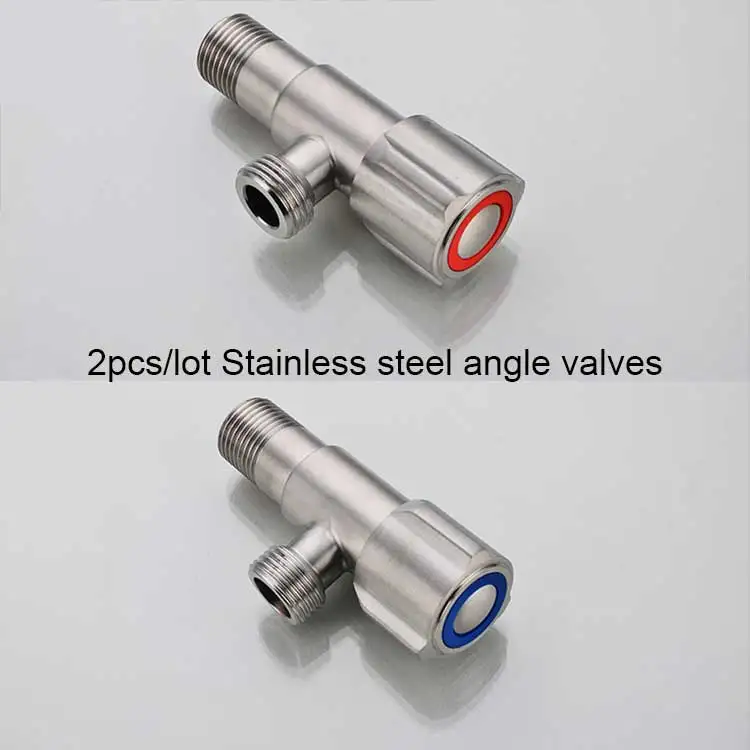 

2pcs/lot Bathroon toilet kitchen accessories G1/2" thread stainless steel ceramic cartridge water angle valves