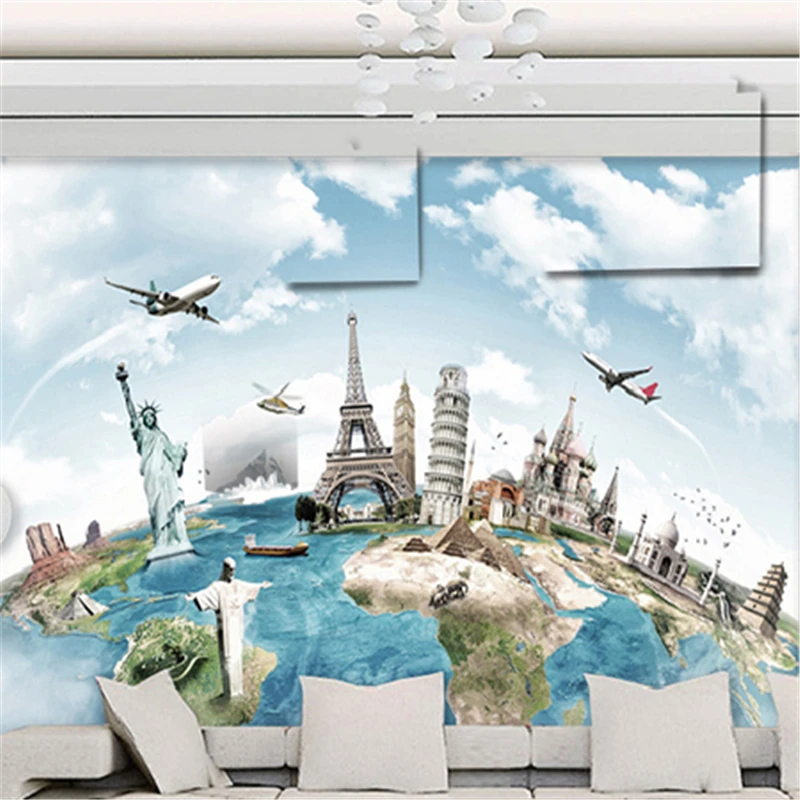 beibehang  private custom living room bedroom children's room large murals wallpaper Earth City wallpaper mural papel de parede