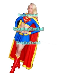 Supergirl Cosplay Costume Blue and Red Spandex woman Costume Superhero Suit Cosplay Dress halloween costumes for women