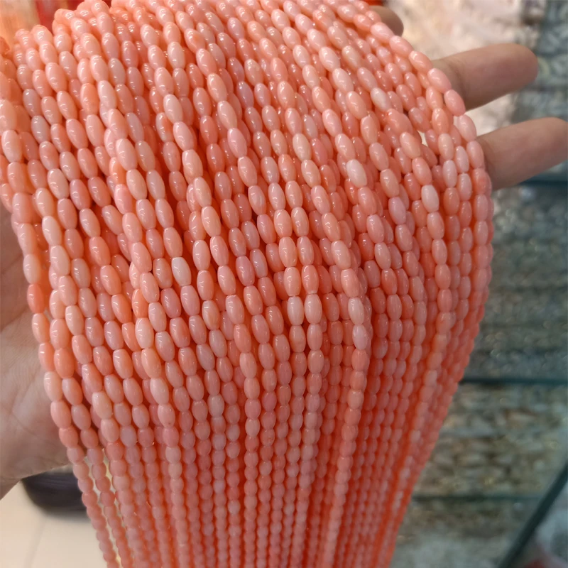 Natural Coral Beads 3x6mm Rice Shape Loose Spacer Coral Beads For Jewelry Making DIY Chram Bracelet Necklace Material 15\'\'