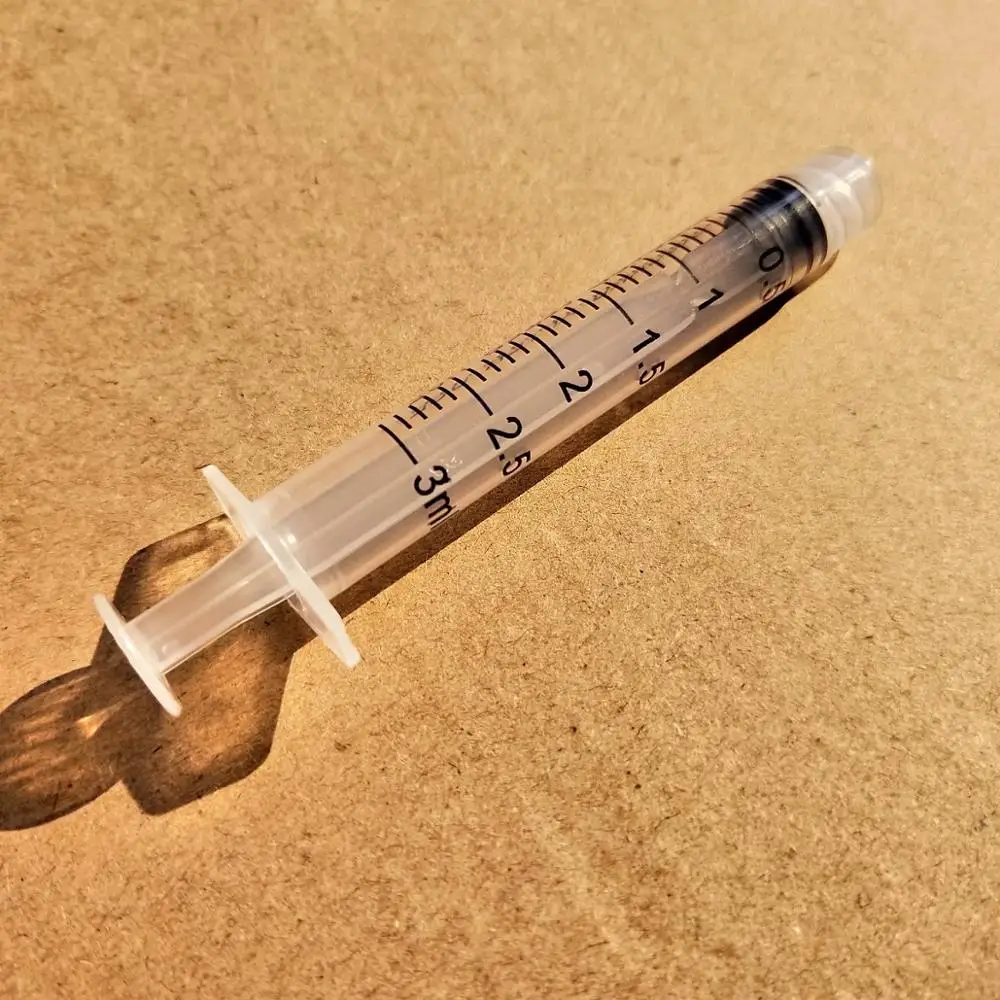 Plastic Syringe 3ml Without Needle injector For Lab and Industrial Dispensing Adhesives Glue , 50pcs