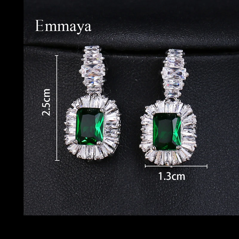 EMMAYA Zircons Luxury Cubic Zirconia Jewelry 4 Colors Large Sparkling Big Zircon Crystal Earrings For Girls Wedding