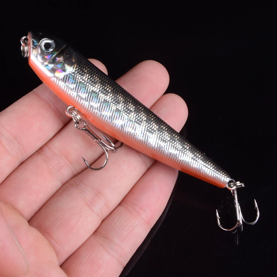 1pcs Top Water Fishing Lure Wobbler Hard Plastic Artificial Surface Pencil Minnow 8.5cm 10g with 3D Eyes