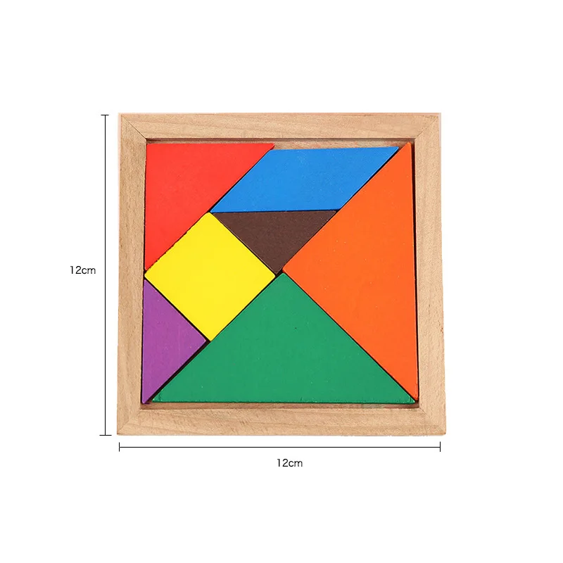 Quebra-cabeça de 7 peças, tangram, de madeira, colorido, iq, jogo, desafio para o cérebro, brinquedos educativos inteligentes para crianças, de alta qualidade