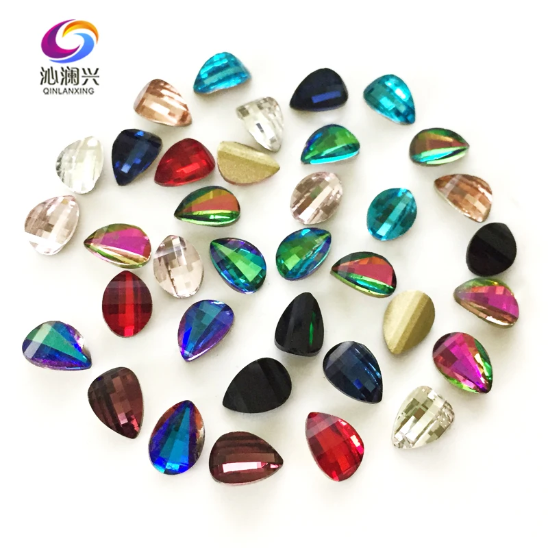 

New product! 7x10mm 50pcs/bag Mix color petal shape glass crystal 3D Nail Art back Rhinestones diy jewelry accessories JDHB00