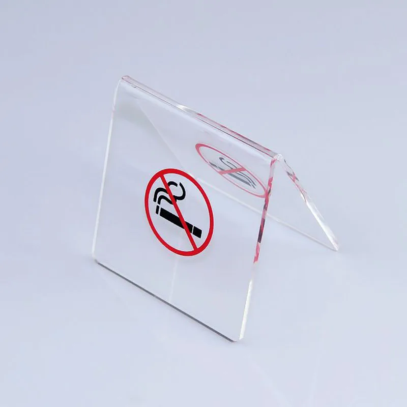 50pcs Acrylic No Smoking Warn Table Stands No Smoking Warning Sign Desktop Holder 80*80*65mm Hotel Restaurant Decor ZA6303