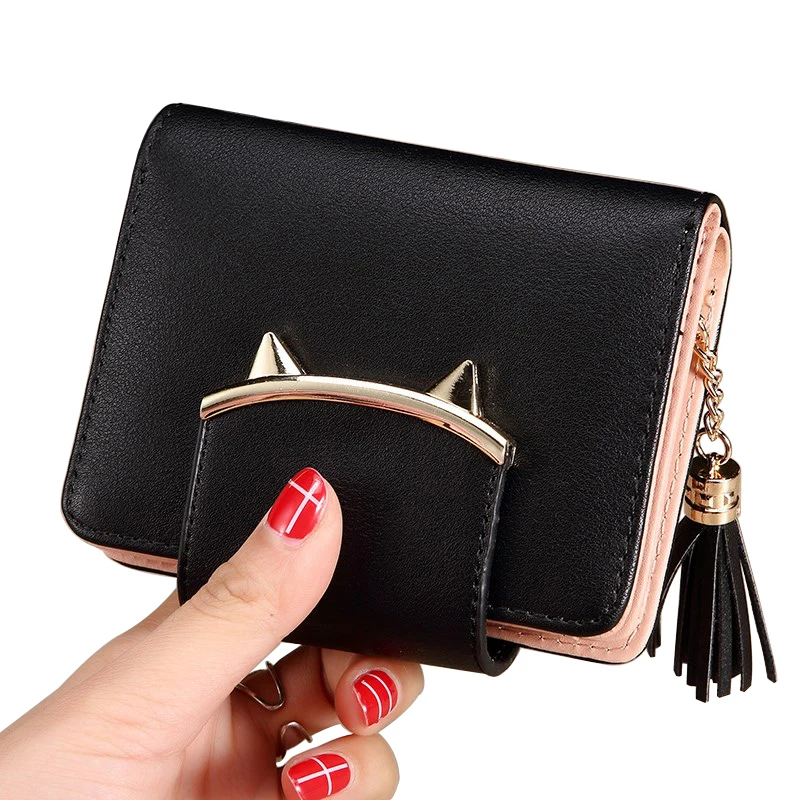 

Lady Coin Purse Cute Cat Animal Mini Wallet Women Clutch Money Bags Female Purses Cards ID Holder Tassel Zipper Hasp Wallets Bag