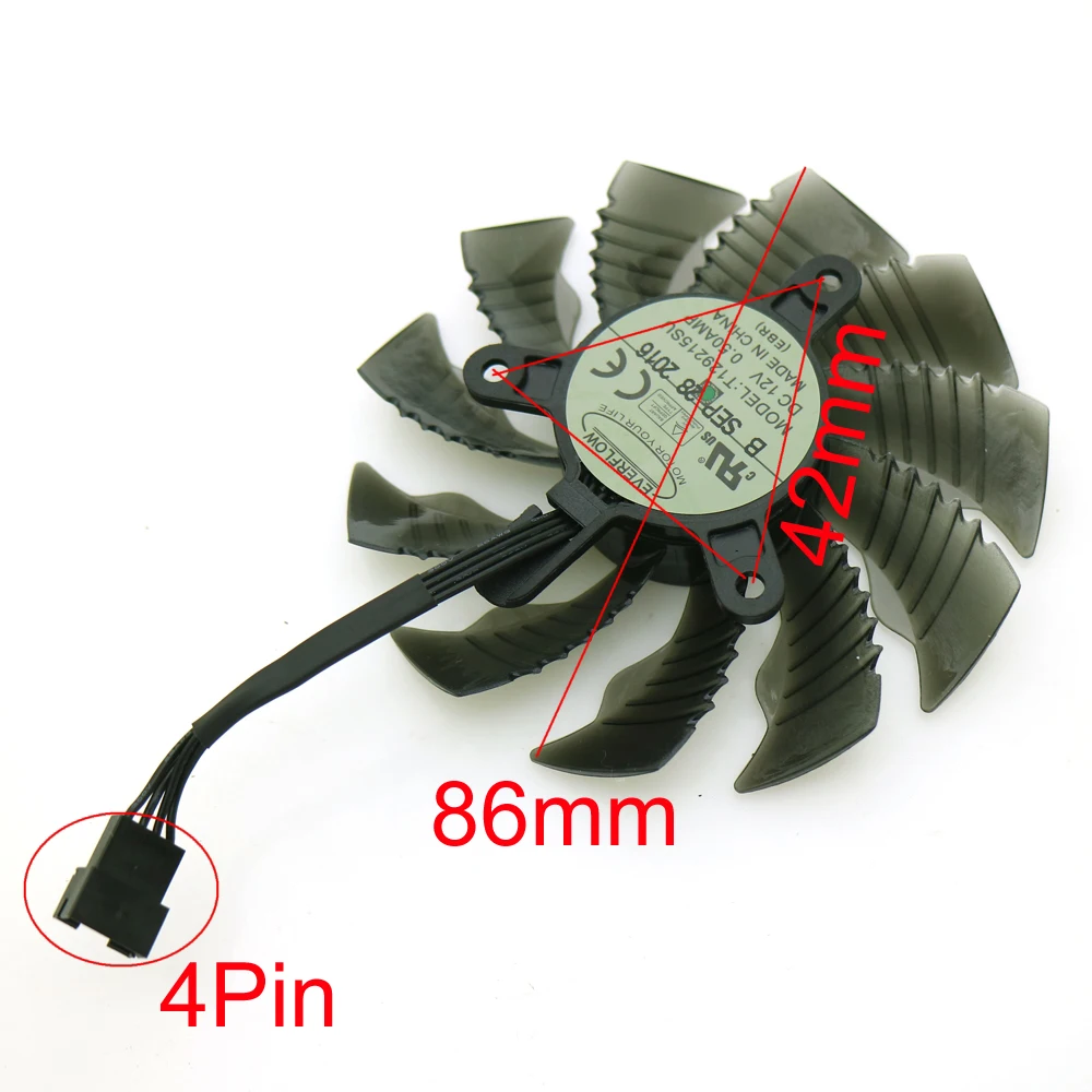 T129215SU 12V 0.50A 86mm 4Pin VGA Fan For Gigabyte GTX1060WF2OC N1050OC-2GD GTX1050TI 4G GTX1060 Graphics Card Cooling Fan