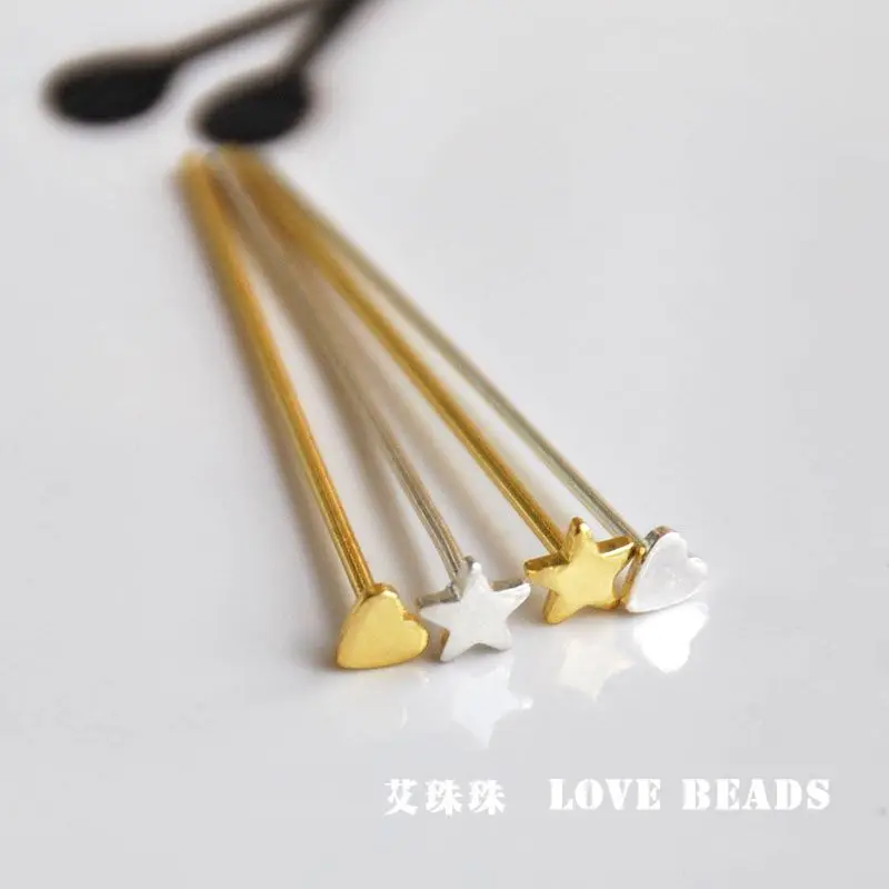 wholesale 10 pcs/lot needle T head pin 30/40mm earrings jewelry making alloy 14k gold/platinum plated