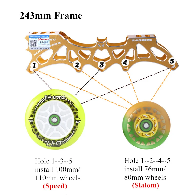 

Balance Hoomore 3X110mm / 4X80mm Slalom Convert to Inline Speed Skates Frame 7000 Alloy CNC Skating Base Blue Black 110mm 80mm