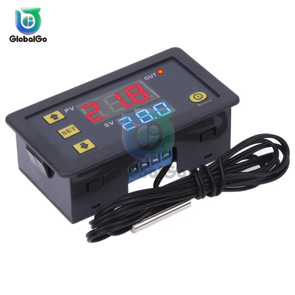 W3230 LED Digital Thermostat Temperature Control DC 12V AC 110V 220V 20A Mini LED Display Thermostat Waterproof Probe