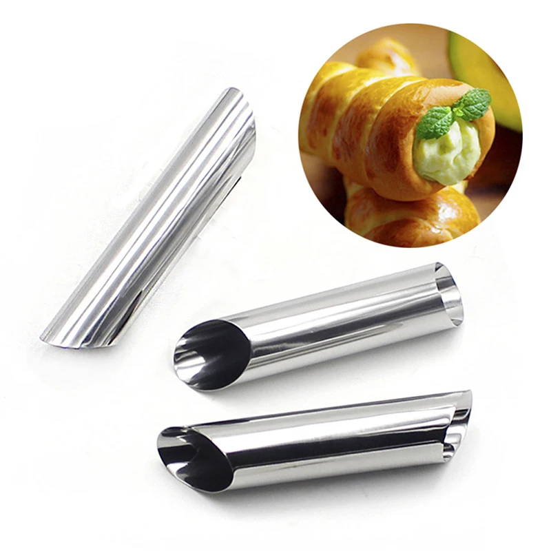 5pcs DIY Horn Croissants Mold Cake Baking Moulds Cannoli Screw Tubes for Cake and Bread Pastry Baking Mold Party Kitchen Tool