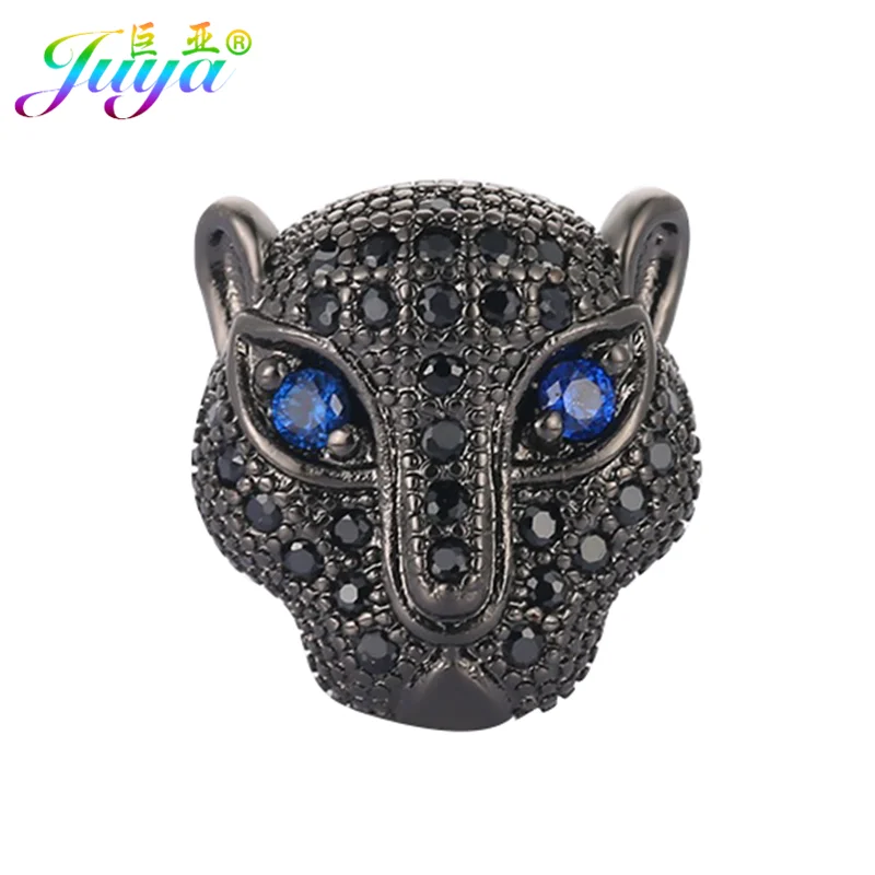 Juya 4 Pcs/Lot DIY Decoration Animal Charms Lion Panther Tiger Leopard Head Beads For Natural Stones Beadwork Jewelry Making