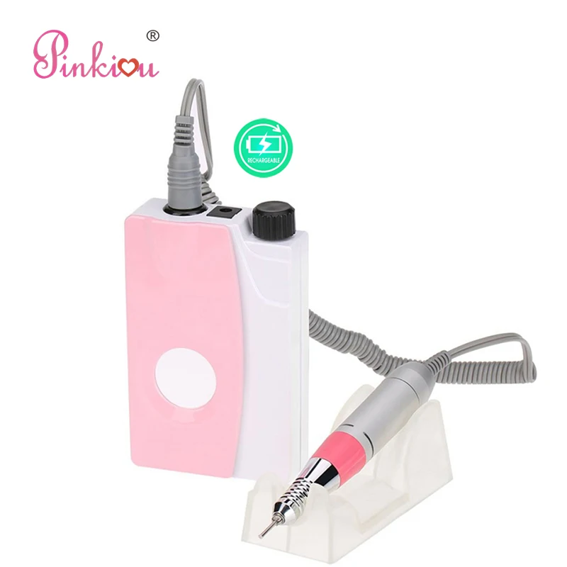 Pinkiou-máquina de perfuração de unhas, recarregável, ferramenta para manicure, lixa de unha com pontas de polimento