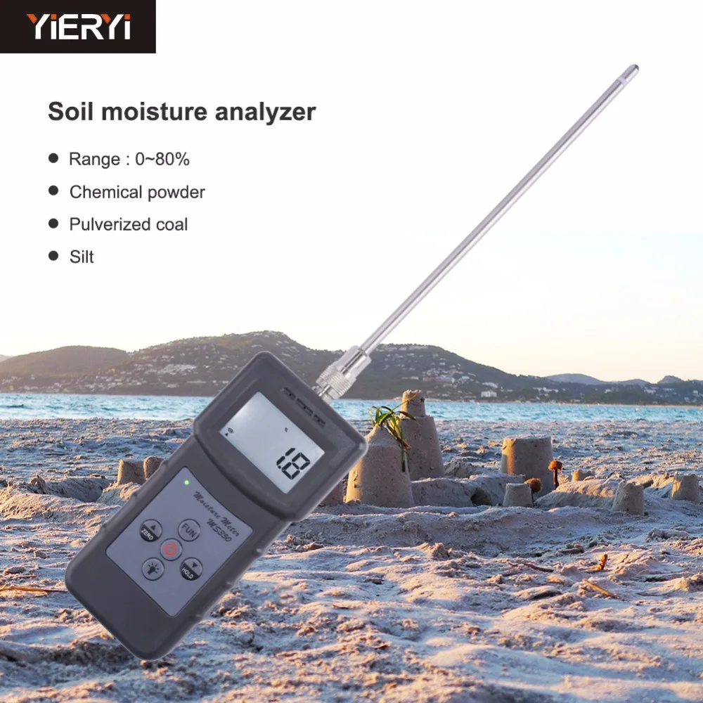 yieryi Moisture Meter MS350 Measuring Range 0-80% Portable Digital Capacitive Chemical raw materials Moisture Meter