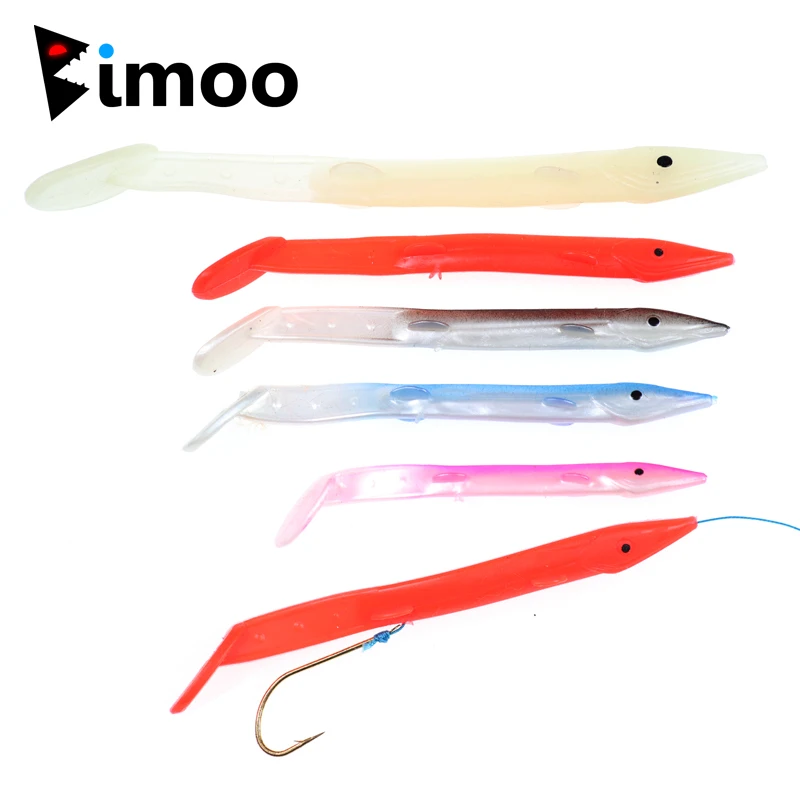 Bimoo 10pcs Soft Bait Fish Sabiki Rig Eel Style Jelly Lures Saltwater Fishing Lure Baits