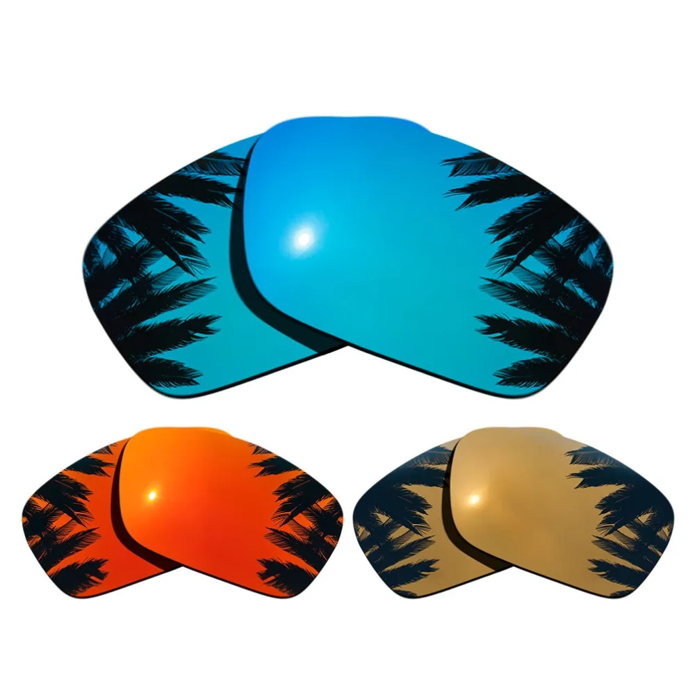 (Ice Blue+Orange Red+Bronze Gold Mirrored Coating) 3-Pairs Polarized Replacement Lenses for Fuel Cell 100% UVA & UVB Protection