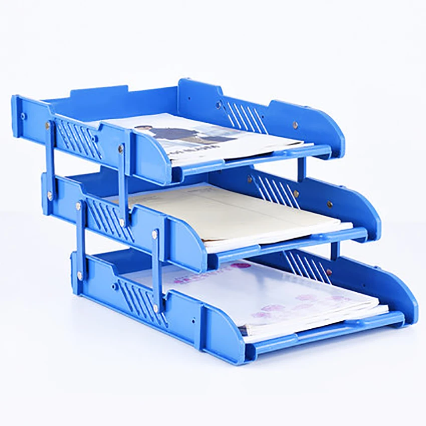 3-Layer PP Mesh File Holder Stand Organizer Document Tray for Magazine Letter Paper Document Home Office Desk Lifting File Trays