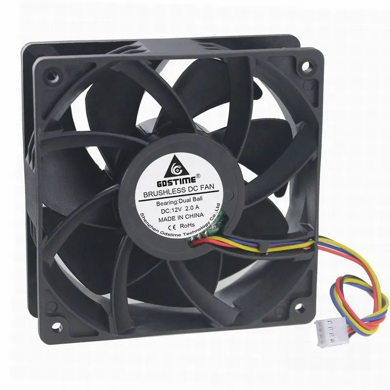 

1 Piece Gdstime 12cm Four Wires 4Pin FG PWM 120*120*38mm DC 12V Dual Ball PC Cooling Fan 120mm x 38mm Big Cooler 12038B 2A