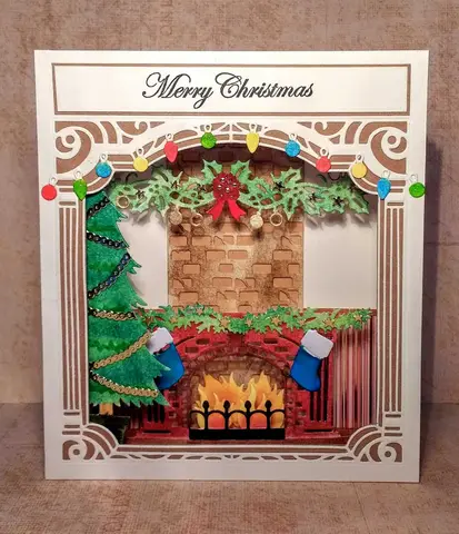 Металлические трафареты для скрапбукинга Christmas Fireplace Reindeer Sled Forest Animals