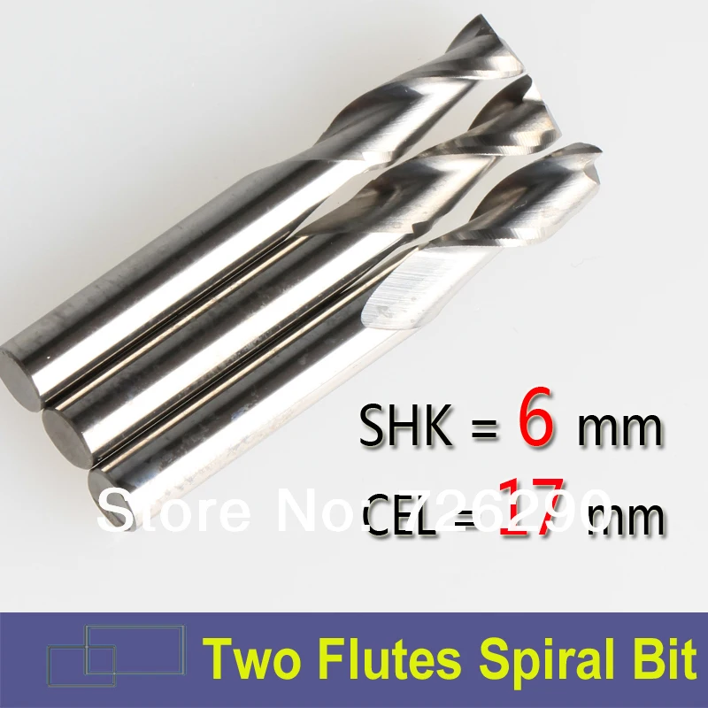 3pcs Shank 6mm x17mm Two Flutes  Aluminium End Mill Cutter CNC Bit, Carving Machine