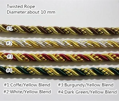 4 Colors Twisted Rope Three strands of Cord for Sofa Cushion Armchair Bag Decorative Accessories 10mm diameter 5 Meters Pack