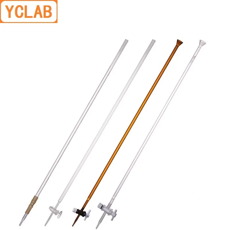 YCLAB 50mL Burette with Straight Stopcock for Acid Class A Brown Amber Glass Laboratory Chemistry Equipment