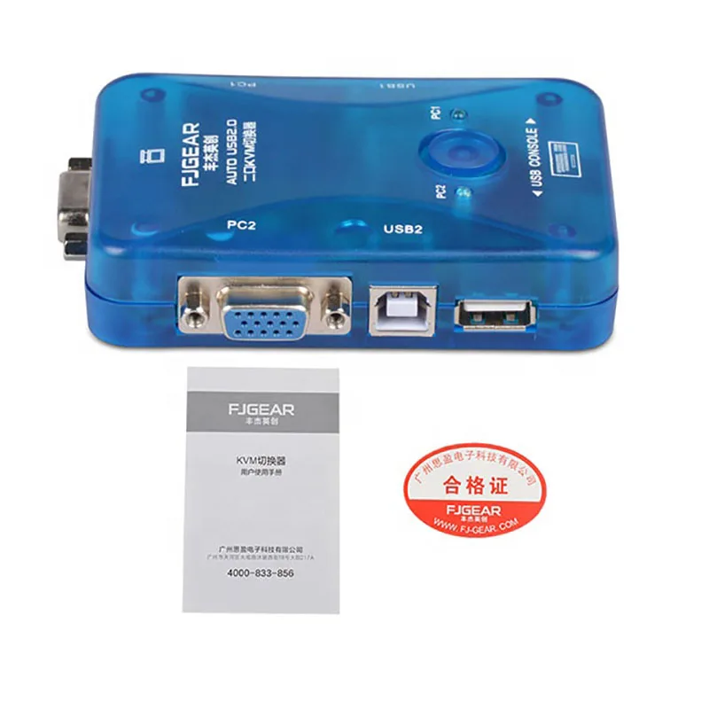 2 порта USB KVM автоматический переключатель два в одном из Vga Hotkey переключатель 2 хоста поделиться набором мыши и клавиатуры дисплей FJ-102UK
