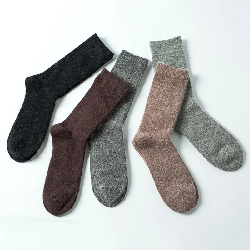 Chaussettes classiques en cachemire pour hommes, 1 paire, longues, chaudes, pures, confortables, pour tenue de travail, KYY8213, automne-hiver