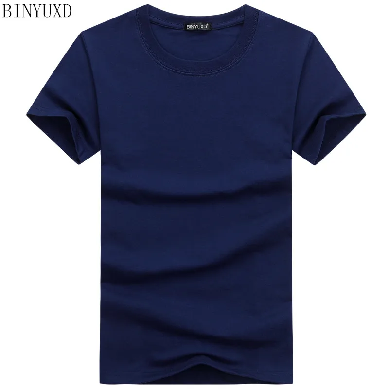 BINYUXDHot Sale high quality fashion T Shirt large size Men T-Shirt Short Sleeve Solid Casual Cotton Tee Shirt  Summer Clothing