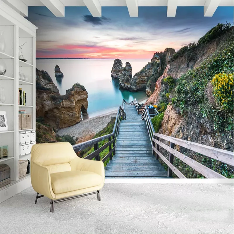 Custom Photo Wallpaper 3D Portugal Coast Natural Landscape 3D Mural Living Room TV Bedroom Home Decor Wall Cloth Papel De Parede