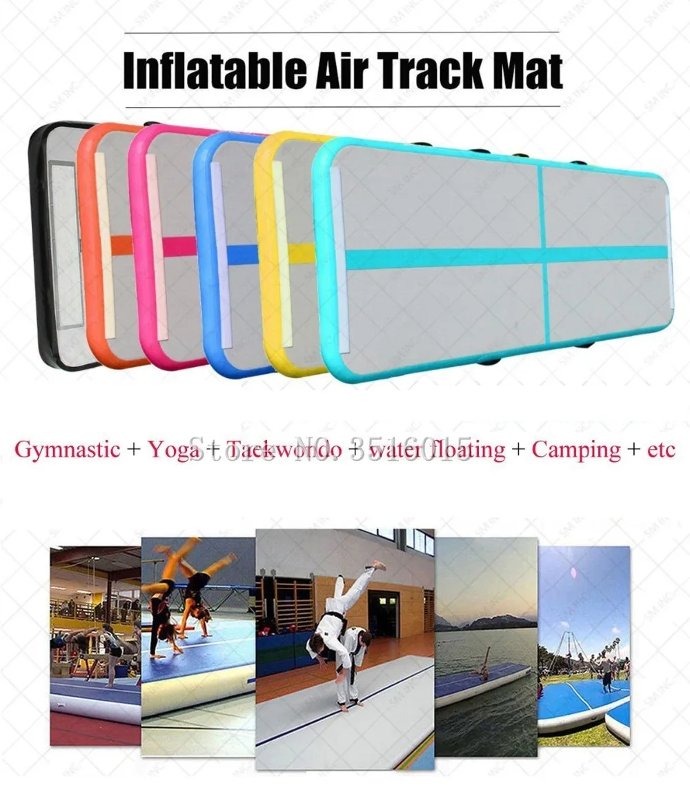 จัดส่งฟรี 10ft * 3.3ft * 0.33ft Inflatable Air track ยิมนาสติก Tumbling Mat Inflatable Air ชั้นเสื่อออกกําลังกายฟรีปั๊ม