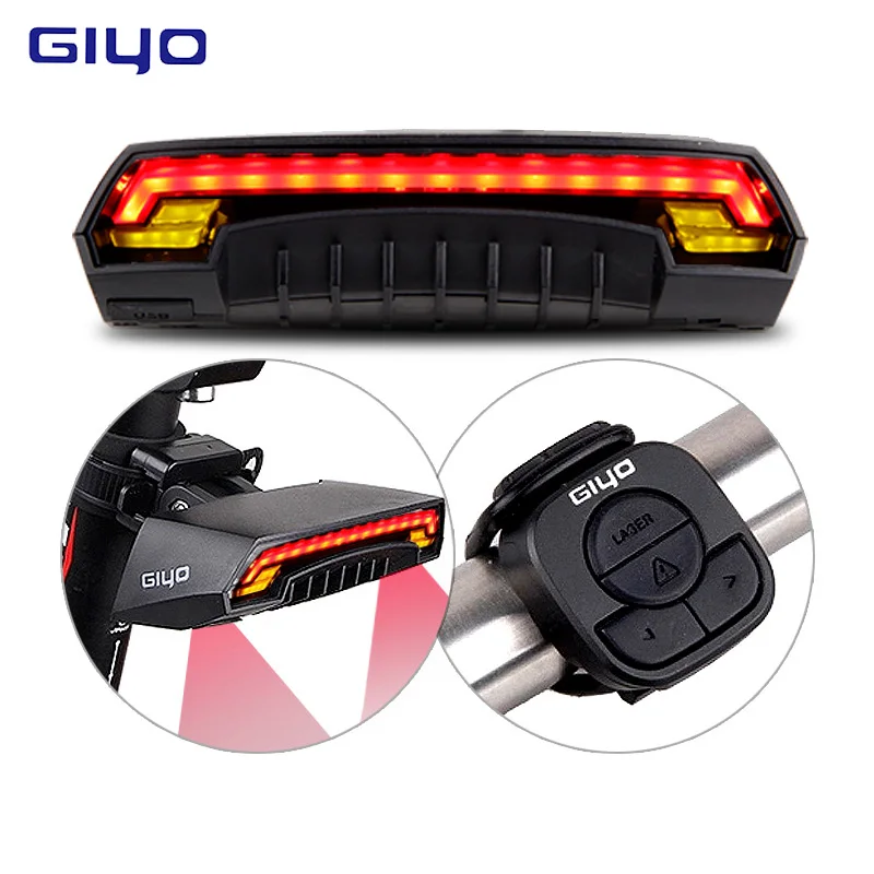 GIYO Laser Bike Taillight USB Rechargeable LED Cycling Rear Light Lamp 85 Lumen Mount Red Lantern For Bicycle Light Accessories