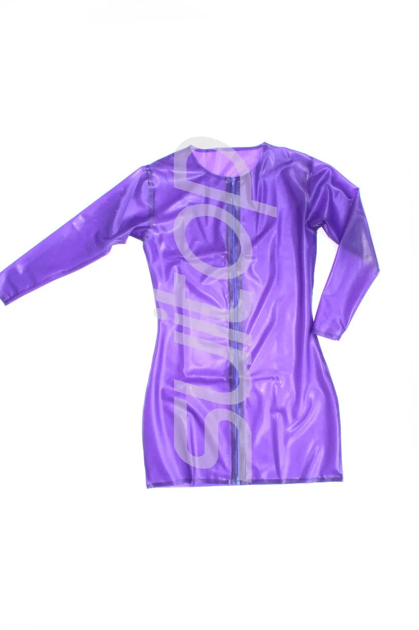 

women's rubber dresses in trasparent purple color