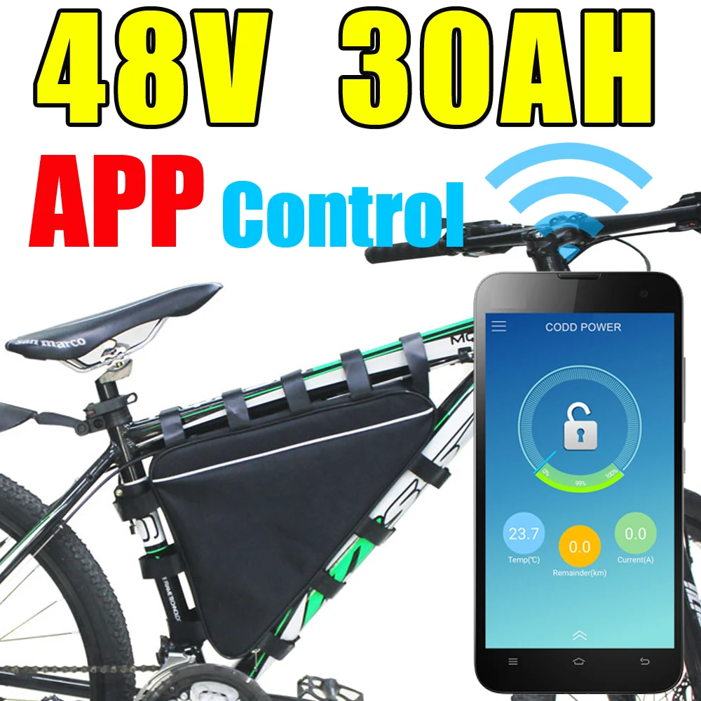 

app Bluetooth 48v 30ah lithium battery with Bluetooth GPS remote control 48v e bike Electric bicycle battery