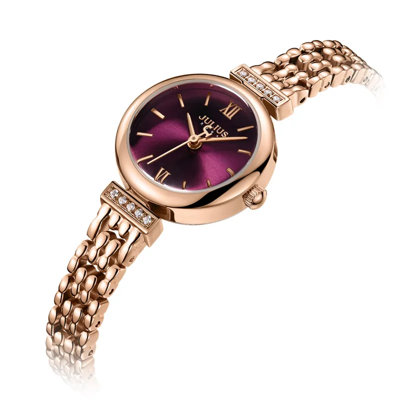 Imagem -02 - Julius Jóias Relógio Senhoras Fino Roxo Antigo Relógio com Pulseira de Cristal Banda Relógio de Moda Feminina Reloj Mujer Ja1139