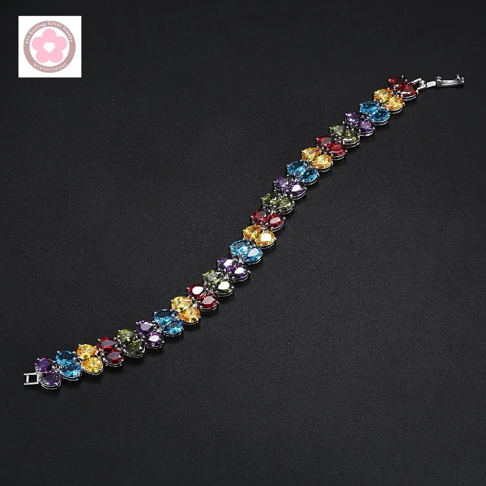 JLB011  New Fashion Water Drop-shaped Ruby Sapphire Citrine Emerald Muticolor Zircon Jewelry Gift  for  Women Bracelets