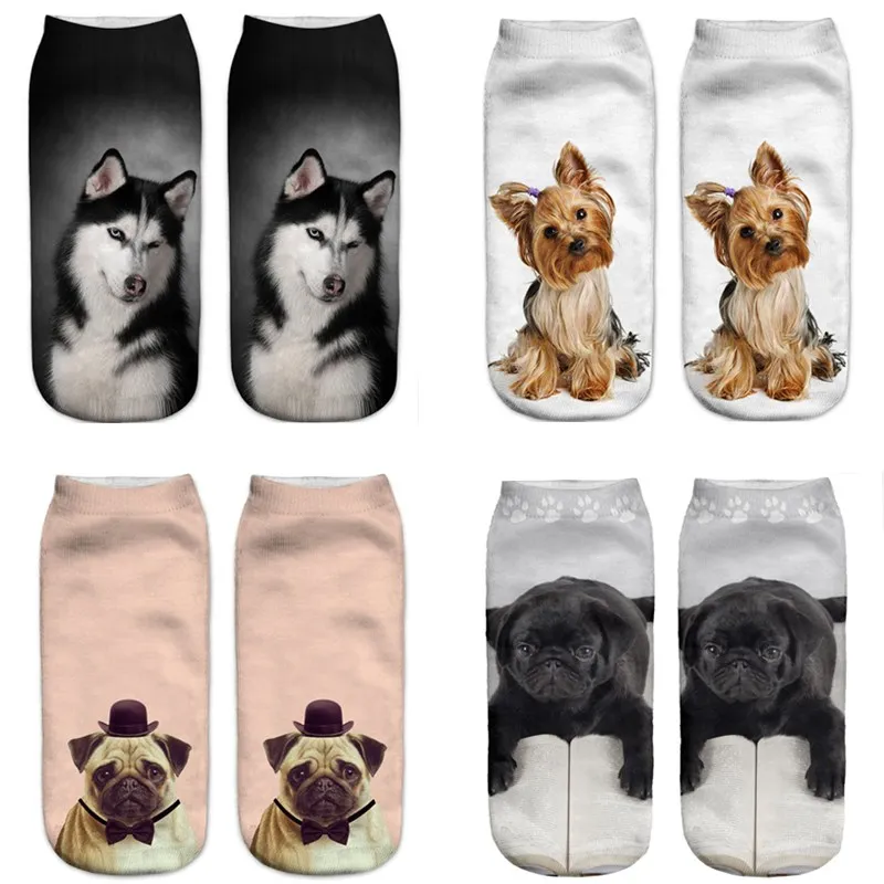 

New Design pattern 3D Print Animal Dog Women Socks Casual cartoon Socks Unisex Low Cut Ankle Socks for women man Free Ship Hot