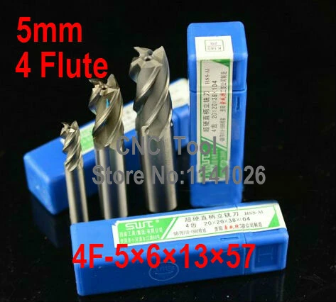 

Free shipping 5pcs 5.0mm 4 Flute HSS & Extended Aluminium End Mill Cutter CNC Bit Milling Machinery tools Cutting tools.