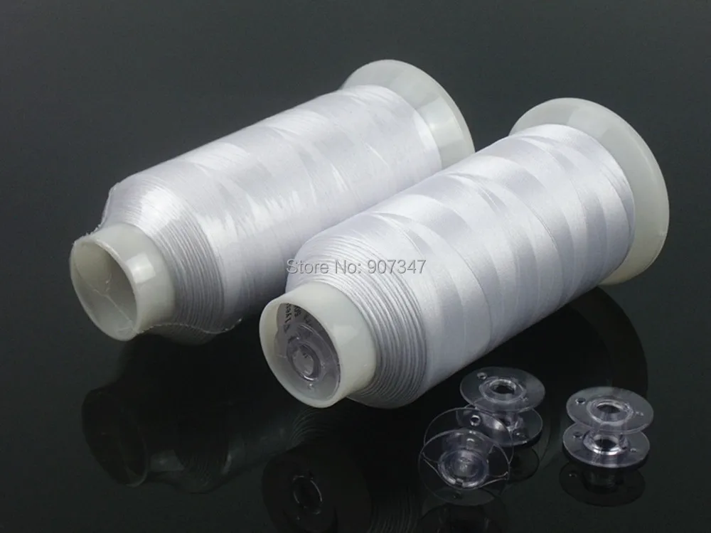 Simthread 75D/2 Polyester Bottom Thread 5000M/cone for Embroidery+ 5 pcs Size A Plastic Bobbins