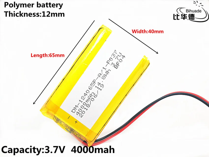 Good Qulity 3.7V,4000mAH,124065 Polymer lithium ion / Li-ion battery for TOY,POWER BANK,GPS,mp3,mp4