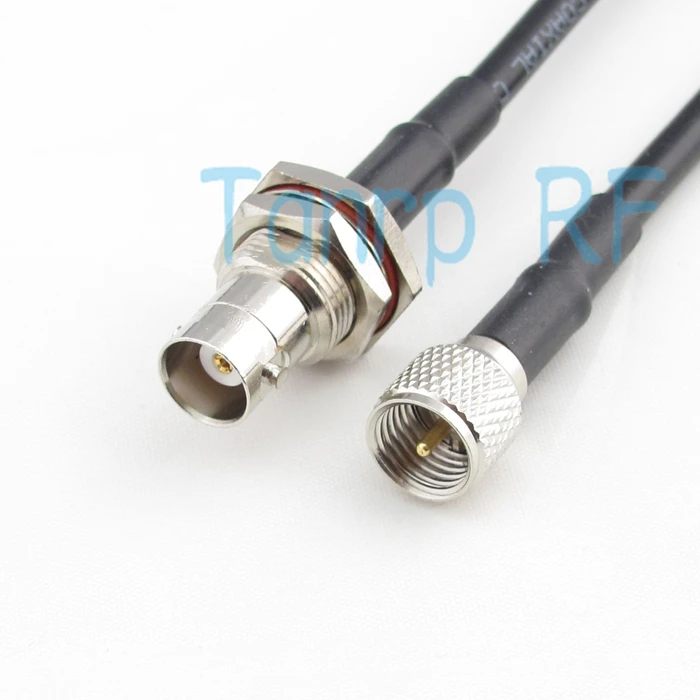 

Free Shipping! RF 100CM 3FEET Pigtail coaxial jumper cable BNC female nut bulkhead to MINI UHF male 1M RG58 extension cable