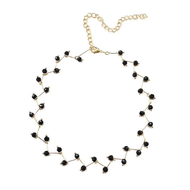 New Korean Version Of The Simple Wild Black Crystal Short Clavicle Chain Female Jewelry Beaded Fashion Necklaces & Pendants