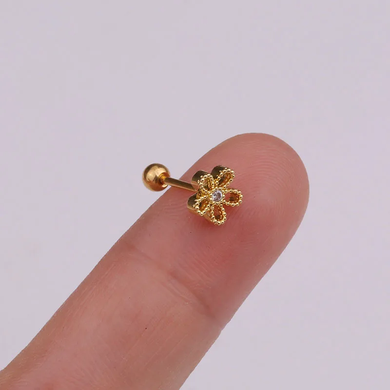 1Pc Flower Moon Long Cz Ear Studs Helix Piercing Cartilage Earring Conch Rook Tragus Stud Ear Piercing Jewelry women accessories