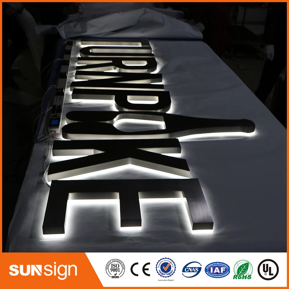 Winkel Teken Geborsteld Rvs 3D Outdoor Backlit Letters