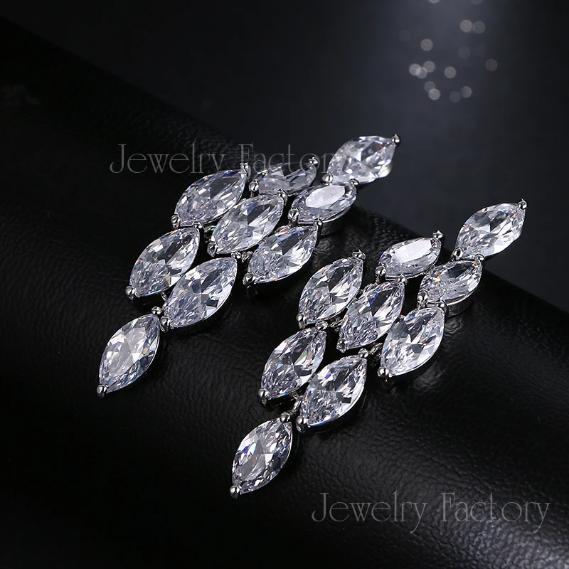 Emmaya Fashion Luxury Bride Wedding Earrings 9 pcs CZ Simulated   Cubic Zirconia White Gold Color Engagement Jewelry Party Gift