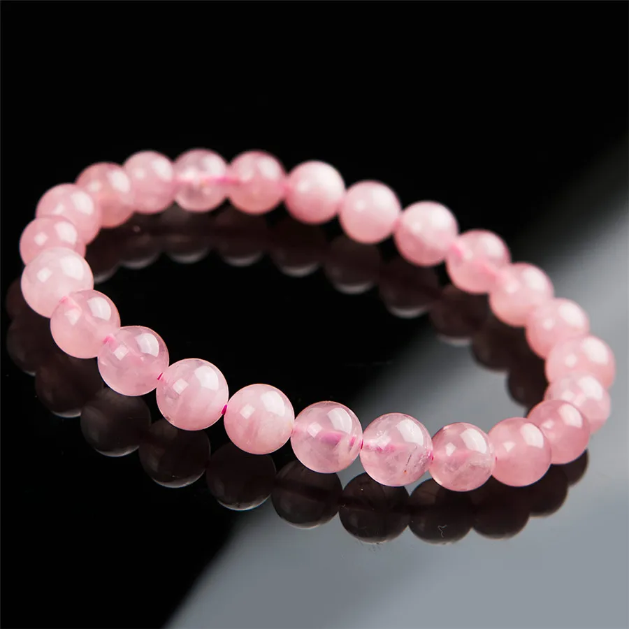 8mm Natural Pink Rose Quartz Bracelet Jewelry For Woman Men Healing Love Gift Crystal Round Beads Beauty Gemstone Strands AAAAA